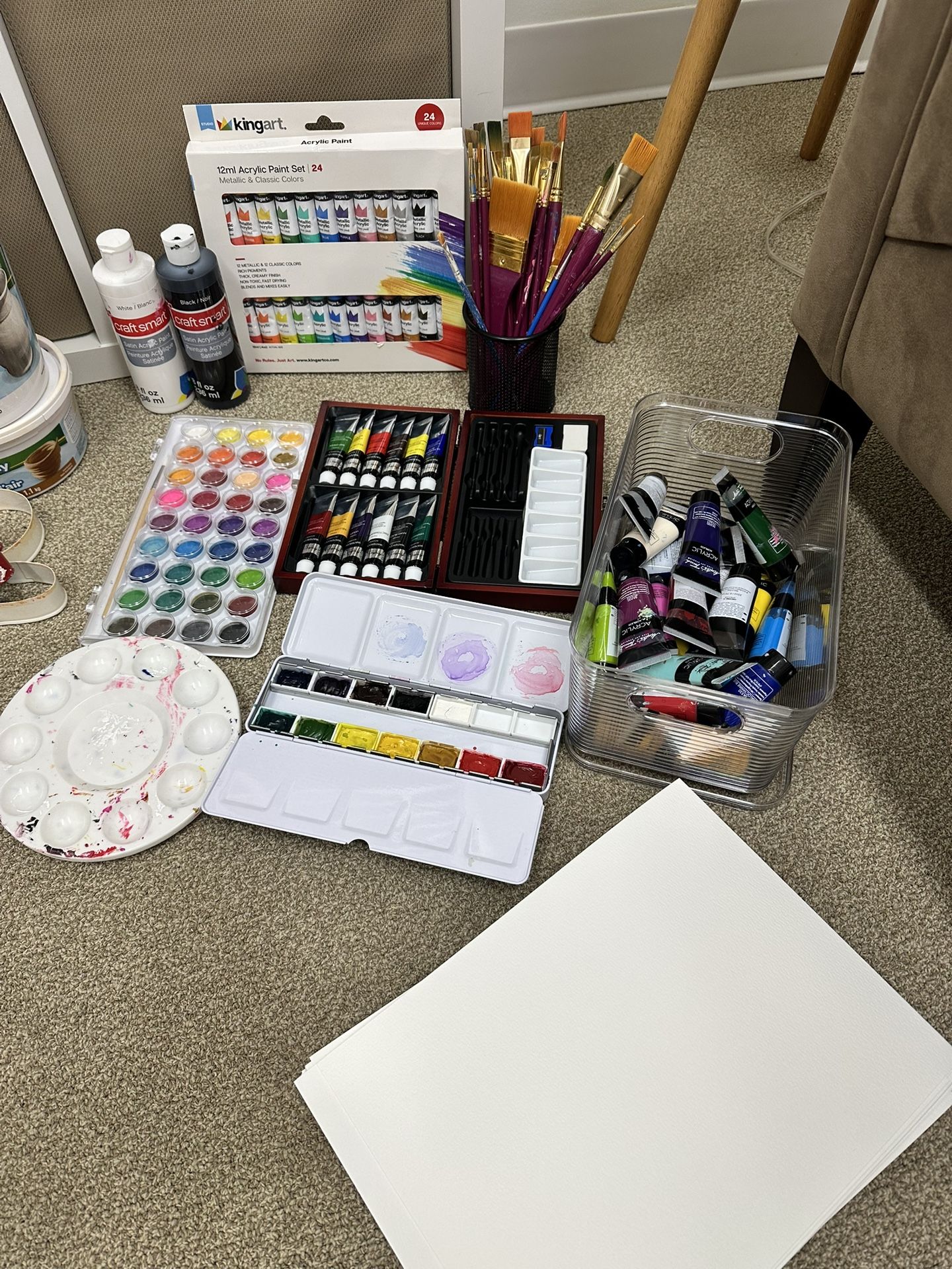 Art & Crocheting Supplies: Paint, Brushes, Modeling Clay, Yarn Etc.