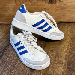 adidas Sneakers Men's 7M Grand Court SE Cream Blue Leather Shoes FY8168