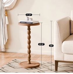 NEW Round Side Table – Weathered Oak Finish