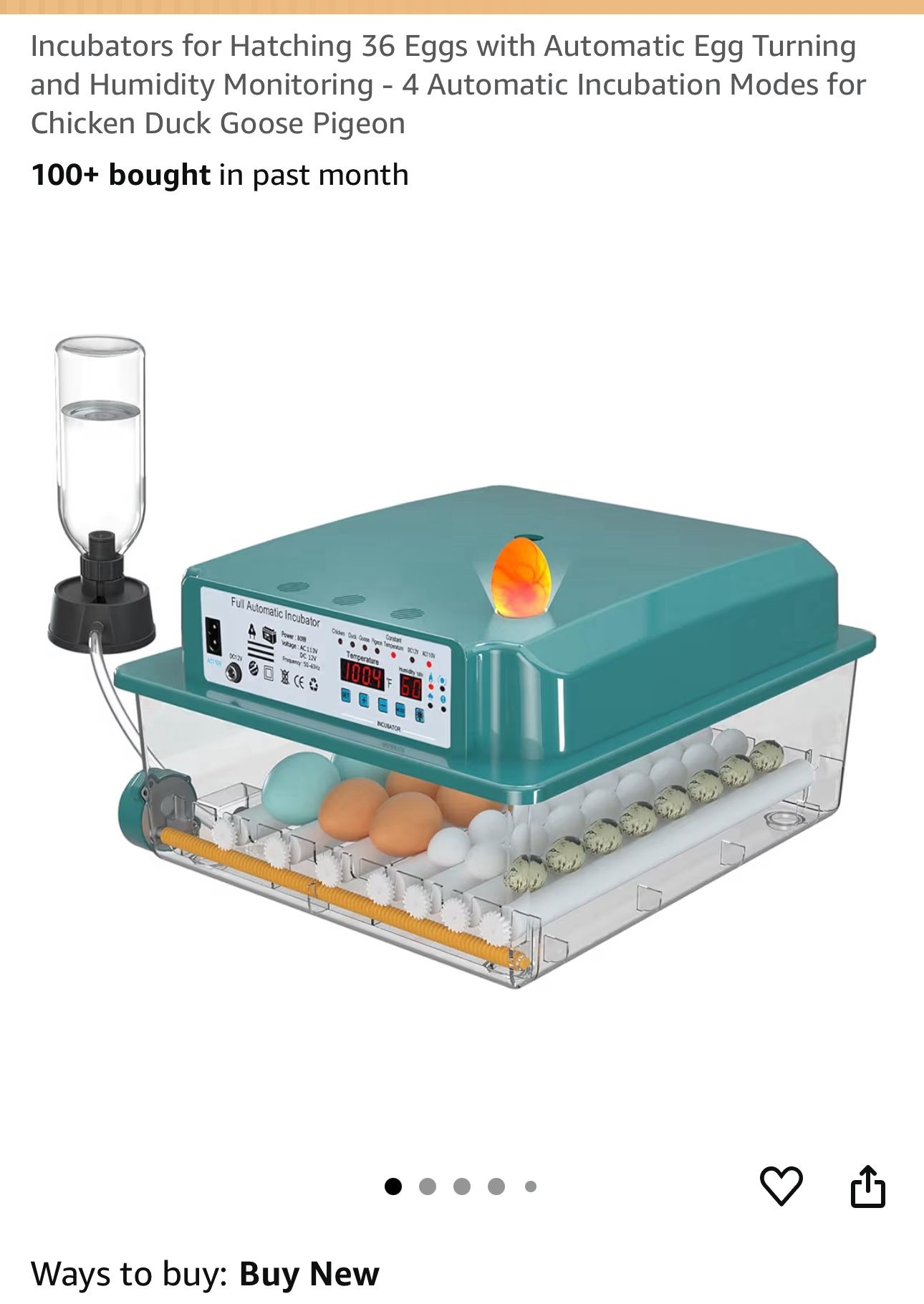 Incubators for Hatching 36 Eggs with Automatic Egg Turning and Humidity Monitoring - 4 Automatic Incubation Modes for Chicken Duck Goose Pigeon 