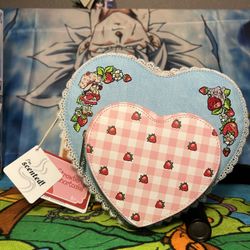 Strawberry Shortcake Denim Heart Shaped Figural Crossbody Bag