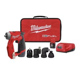 Milwaukee M12 FUEL 12V Lithium-Ion Brushless Cordless 4-in-1 Installation 3/8 in. Drill Driver Kit with 4-Tool Heads=Milw-437