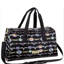 NEW Moschino Fragrances black duffle travel bag overnight shoulder weekender.