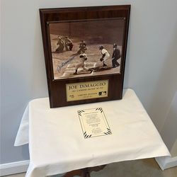 Joe DiMaggio Autographed Photo On Plaque Limited Edition #153 of 361 With COA in Original Box
