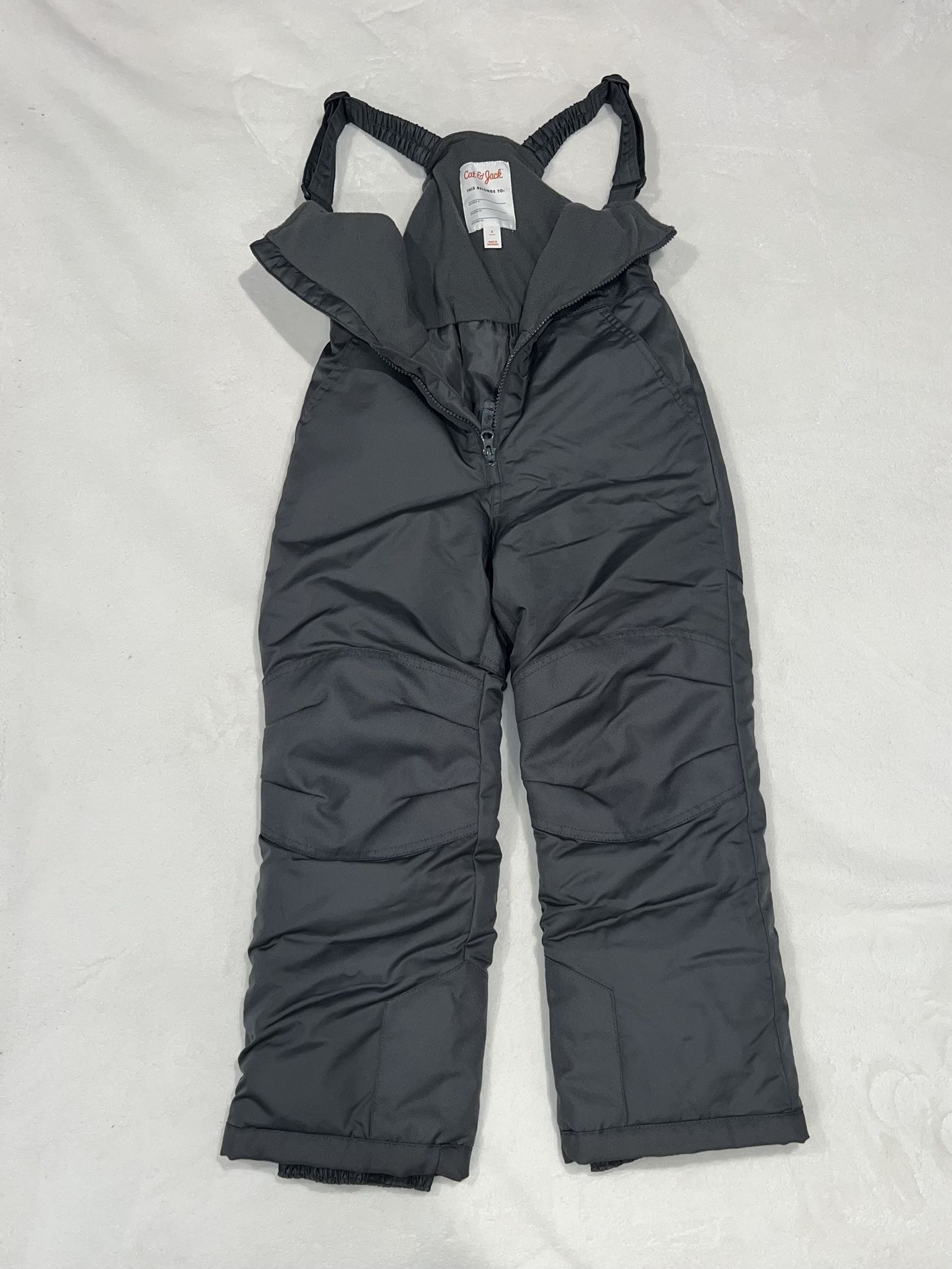 NEW Kids Sz 6/7 Gray Bib Overall Snow Pants Cat And Jack