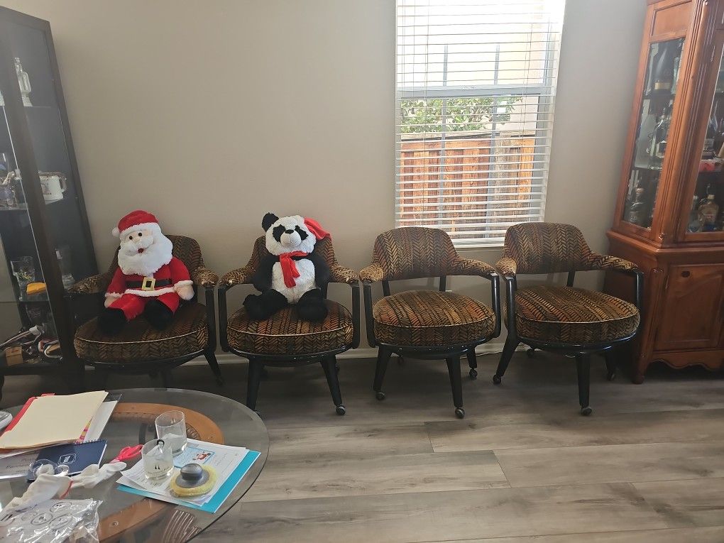 Antique Vintage Chairs. They Are Heavy Duty They Swivel And They Have Weels On Bottom