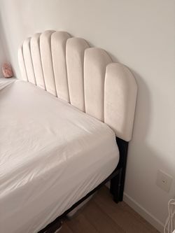 Queen headboard, mattress & bed frame