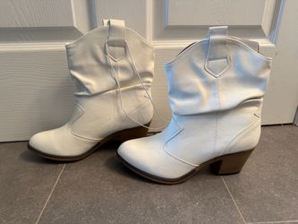 White Western Ankle Cowboy Boots