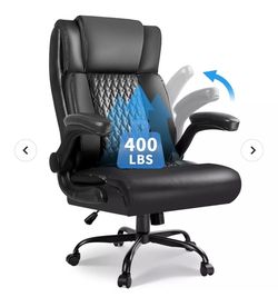 Heavy Duty Office Chair - 400lb Capacity - Flip Up Arms Black - Used/As Is