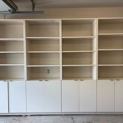 White wood shelves