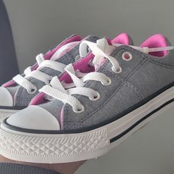 New Girl's Low Top Converse All Star Chuck Taylor Madison Grey/Pink 