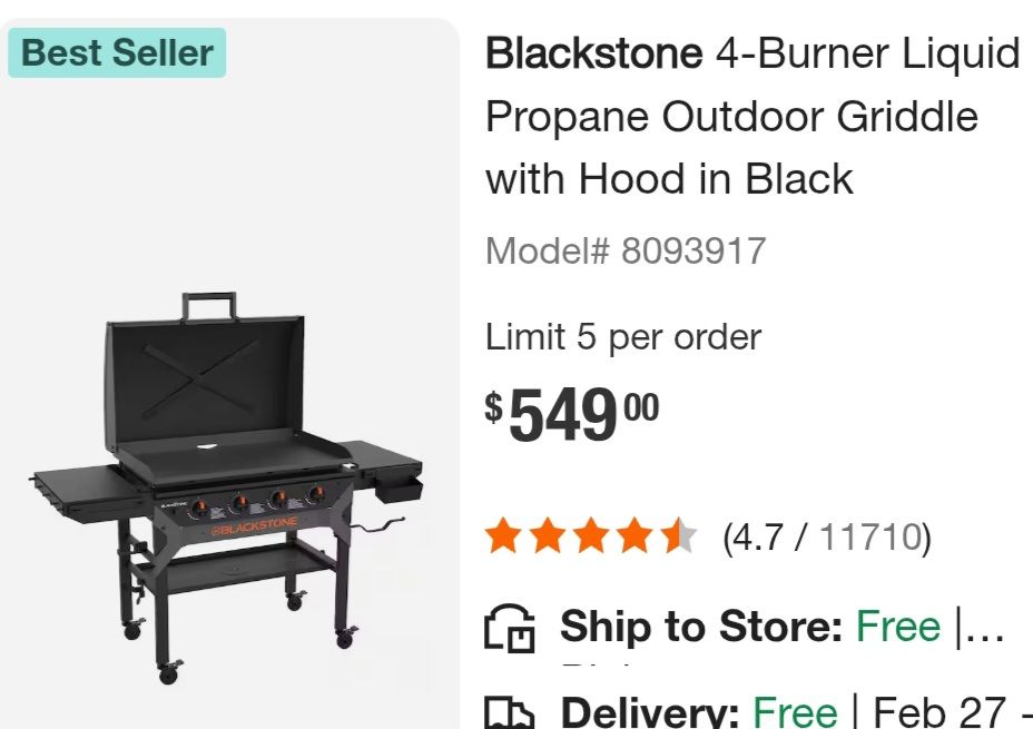 Black stone 4 burner Griddle flat top