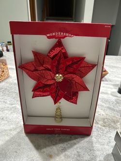 Wondershop red poinsettia glitter topper