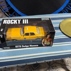 Greenlight 1978 Dodge Monaco Taxi City Cab Co. Yellow Rocky III (1982) Movie 1/24 Diecast Model