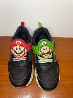 Super Mario and Lugi Sneakers Ground Up Black Green Red Black, Light Up Boys size 2