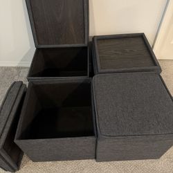 Four (4) Storage Ottomans with Trays, 16