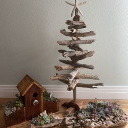 Driftwood Xmas Trees, Succulent Planters & Birdhouses 