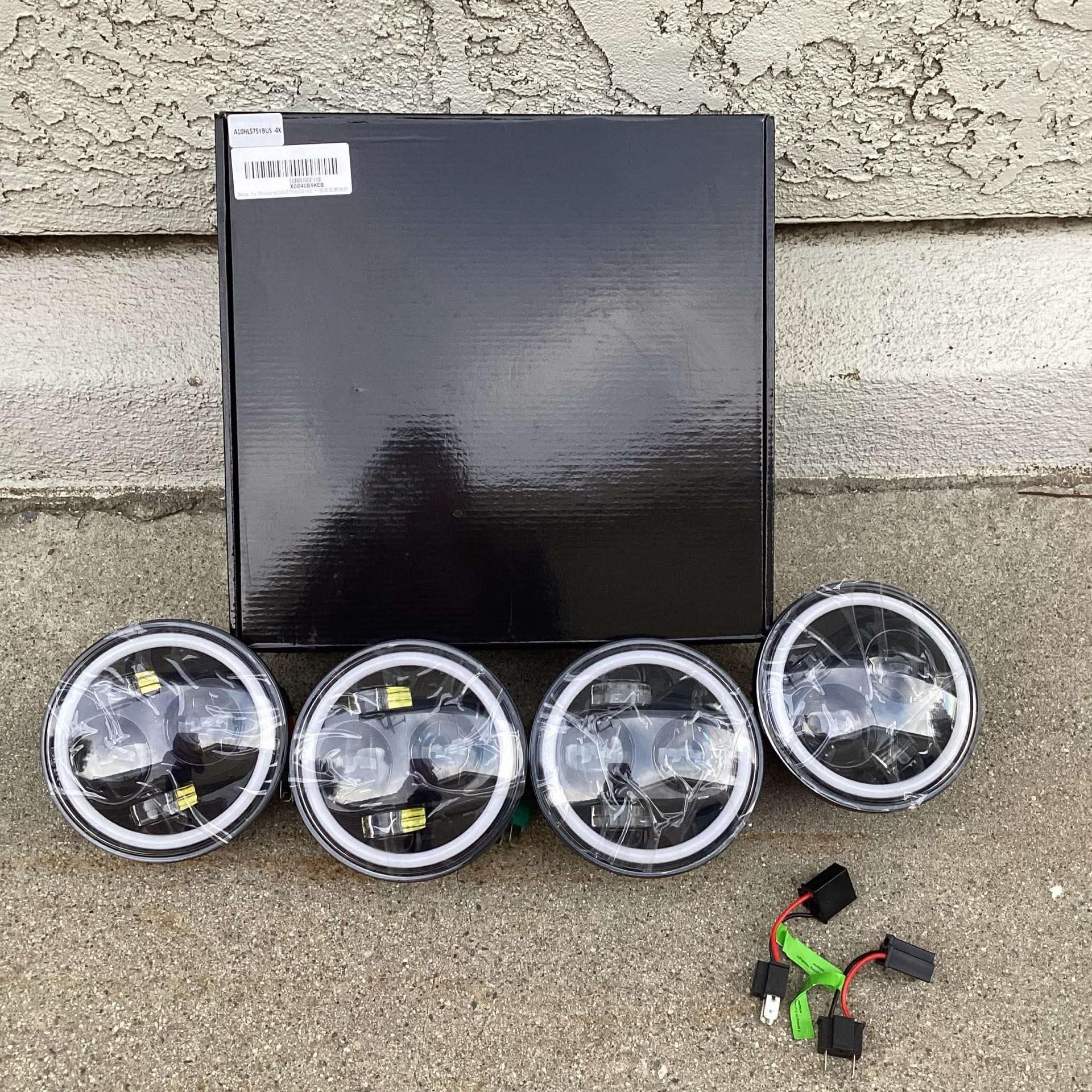 5.75 Inch 5/3 4 LED Headlight, 12V/24V Universal Daylight High/Low Switching 50W