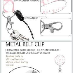 ID Badge Holder with Lanyard,Fashionable Retractable Badge Holders Reels with Lanyards Adjustable, for Women Kids Teacher Nurses Doctor Student(Cute P