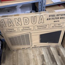Handua 30"W x 20"H [Duct Opening Size] Steel Return Air Filter Grille [Fixed Hinged] for 1-inch Filters, Vent Cover Grill for Sidewall and Ceiling, Wh
