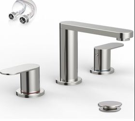 Brushed Nickel 8-Inch Widespread Bathroom Faucet