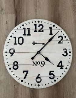 White - Barn Style Wooden Clock