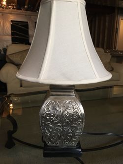Lamp with silver tin base
