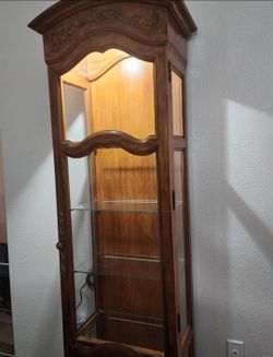 Wooden & Glass Display Shelves W/ Functioning Light