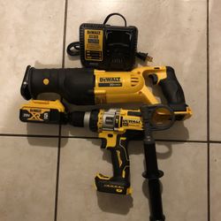 DEWALT SAW ZALL 20 V MAX WITH DRILL HAMMER FLEX VOLT ADVANTAGE WITH BATTERY 5.0 AND CHARGER BRAND NEW