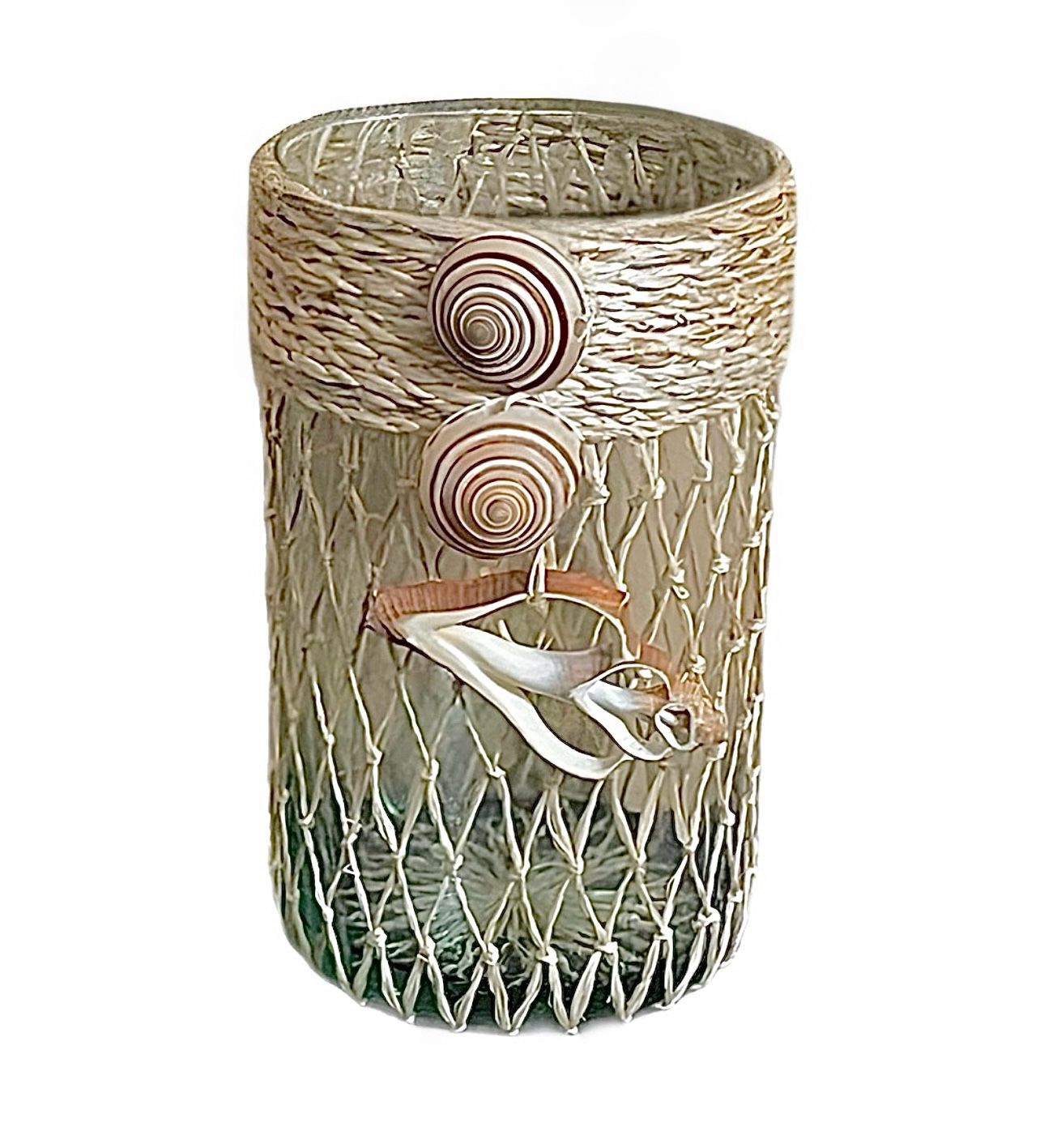 Beach Themed Twine & Shell Candle Holder