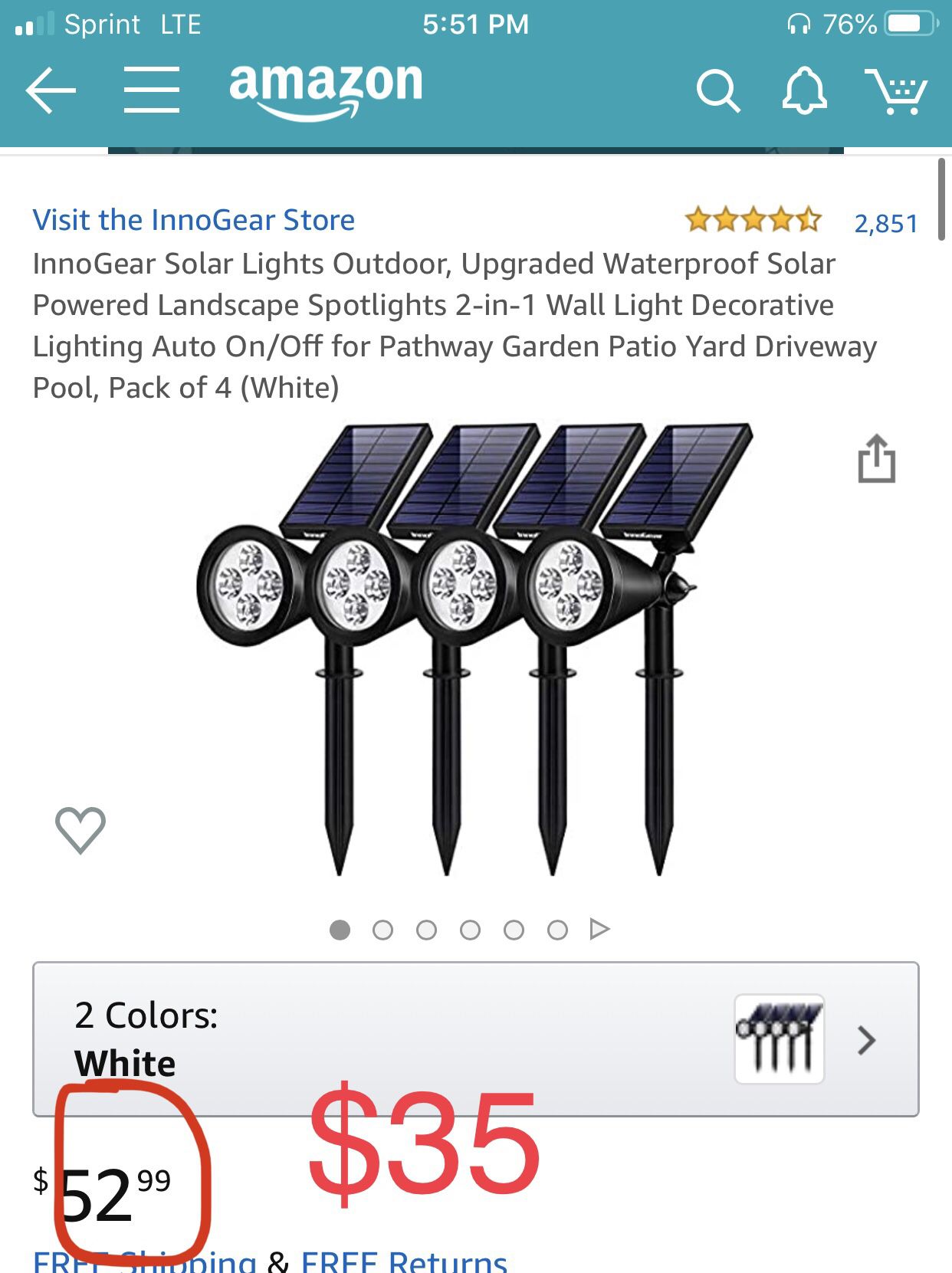 Solar Lights Outdoor, Upgraded Waterproof Solar Powered - Spotlights 2-in-1 ground and Wall (Set of 5)