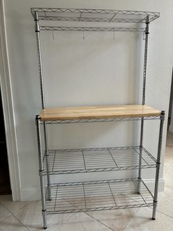 Metal Storage Rack with wooden top