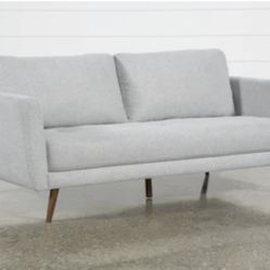 Living Spaces Ginger Gray Fabric Sofa And Loveseat (2)