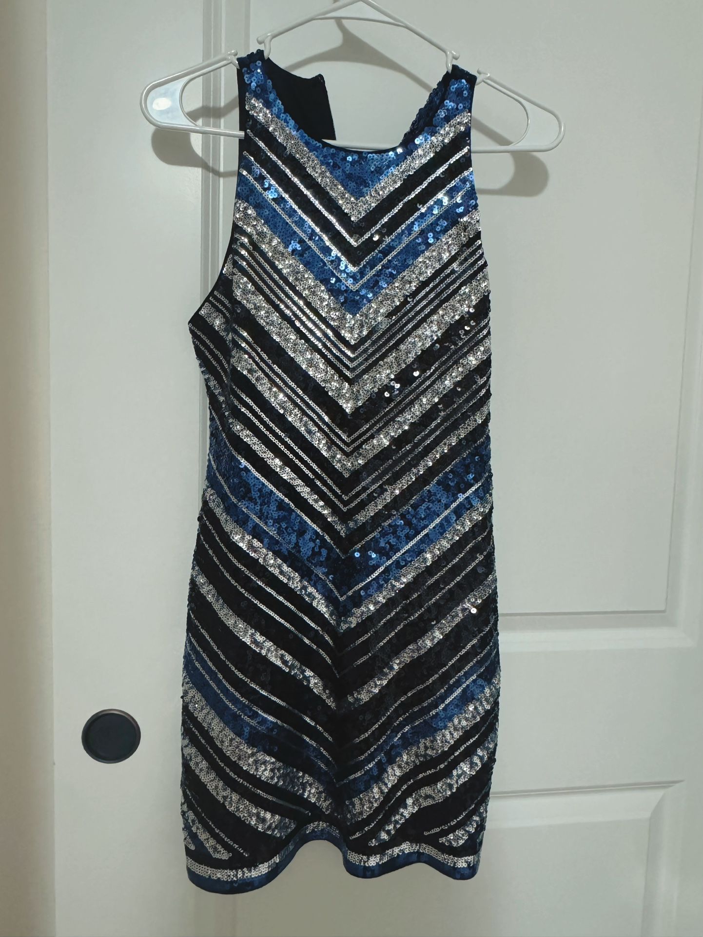 Express Black and Blue Sequin Mini Dress