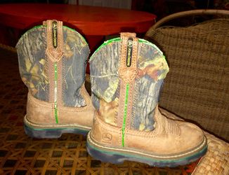 Boys green and brown toddler John Deere cowboy boots