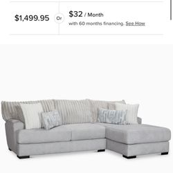 Kylie Light Gray Fabric Right Chaise Sectional