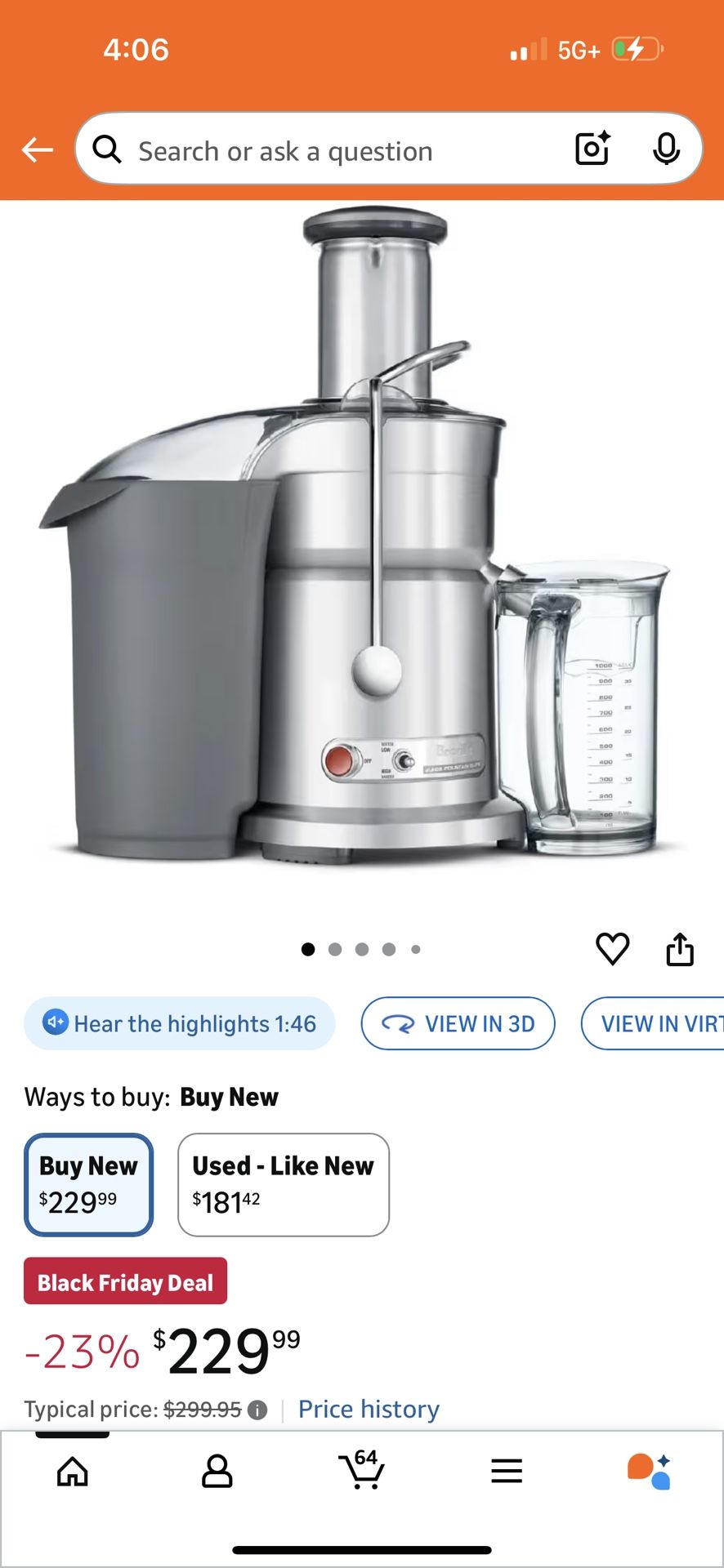 Juicer  Breville Juice Fountain Elite 800JEXL, Silver