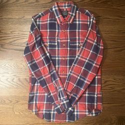 J. Crew & Sporting Goods Men's Red and Blue Plaid Button up Flannel - Size XS