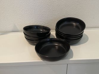 Big Black Pasta Bowl Lot (8)