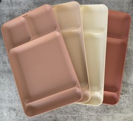 Vintage TUPPERWARE 15"x9" Divided Lunch Picnic Cafeteria TV Trays