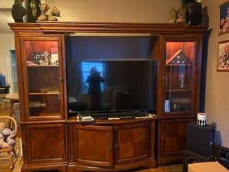 Solid wood hutch w/ lighting