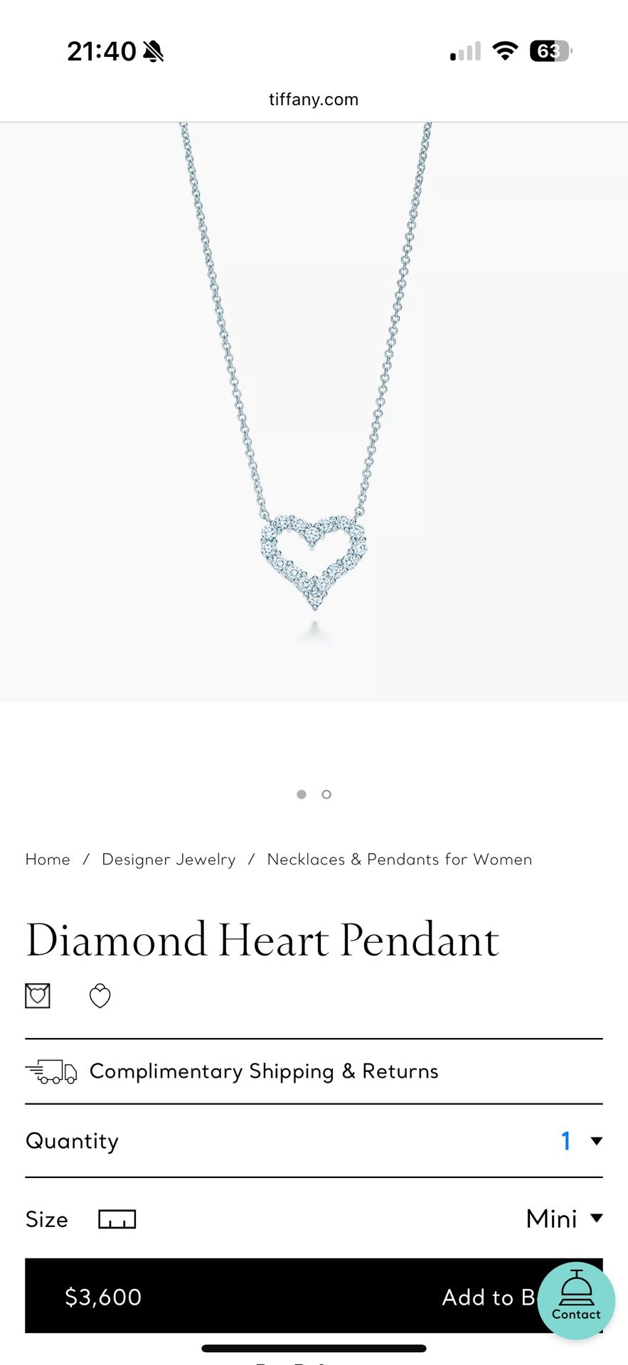 Tiffany&Co Diamond Heart Necklace 