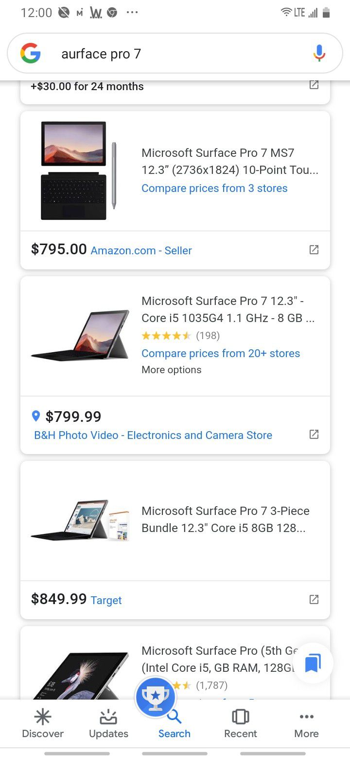 New Microsoft Surface Pro 7 with type cover bundle