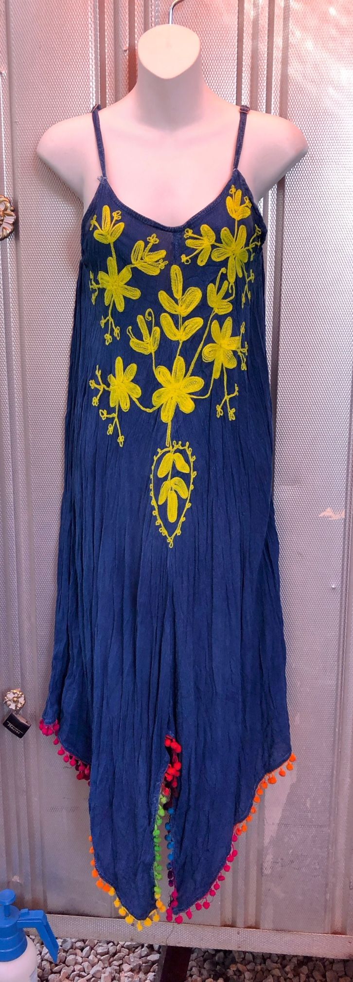 Rivieras Women's Blue and Yellow Dress