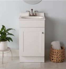 Project Source Dover 18-in True White Single Sink Bathroom Vanity without White Cultured Marble Top (Fully Assembled)