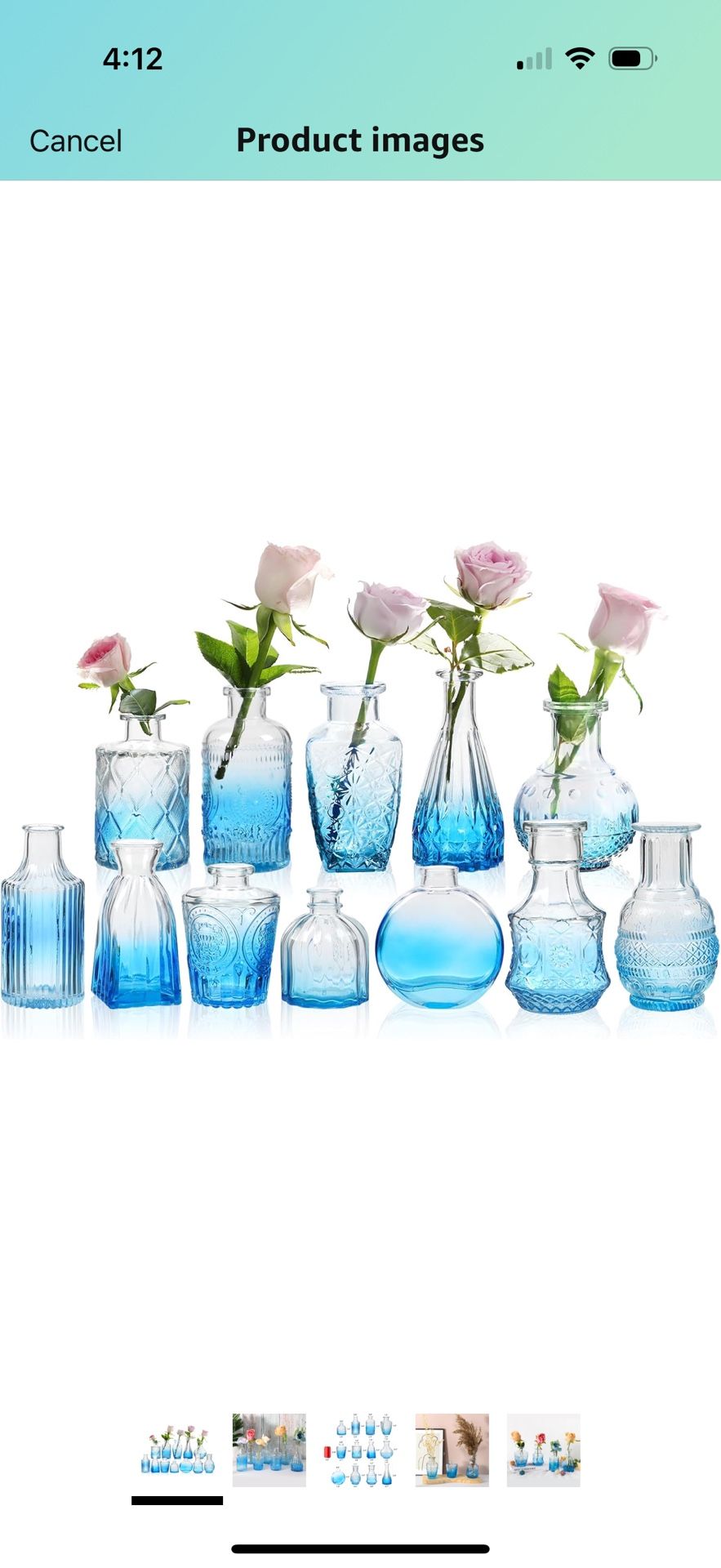 Glass Bud Vases Set of 12,Small Gradual Blue Bud Vases in Bulk,Vintage Flower Vases for Centerpieces,Rustic
