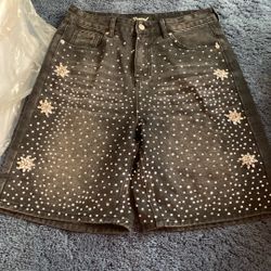 Denim Rhinestone Shorts