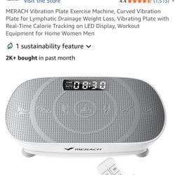 MERACH Vibration Plate Exercise Machine, Curved Vibration Plate for Lymphatic Drainage Weight Loss, Vibrating Plate with Real-Time Calorie Tracking on