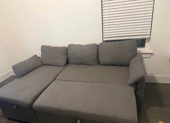 Gray Sectional Sofa with Pull-Out Bed