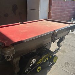 Selling a pool table that hasn’t been used in a long time. It’s been sitting unused, but overall it is still intact and has plenty of life left .